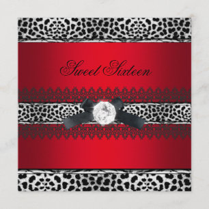 Sweet 16 Sechzehn Leopard Red Black Diamond Einladung