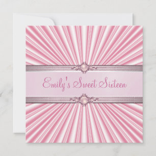 Sweet 16 Sechzehn Pink Silk Jewel Geburtstagsparty Einladung