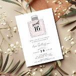 Sweet 16 Sechzehnte Geburtstagsparty Einladung<br><div class="desc">Adorable süße 16 Geburtstagsfeier Einladungen in einem rosa,  schwarz-weiß Parfüm Flasche süß 16 Design. Passen Sie Ihre Party-Daten an und schicken Sie eine E-Mail an Familie und Freunde,  die sie zum 16. Geburtstag einladen!</div>