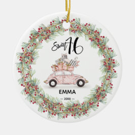 Sweet 16 Signature Script Car Greenery Keramik Ornament