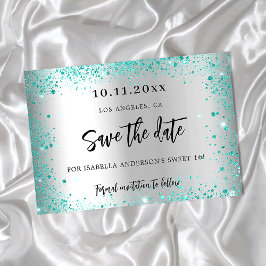 Sweet 16 silber aquamariner grüner Glitzer glamour Save The Date
