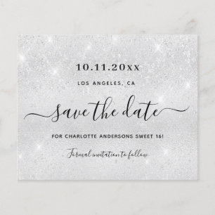 Sweet 16 Silber Glitzer Haushalt Save the Date Flyer