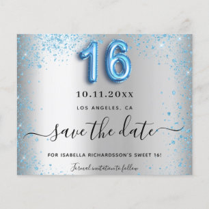 Sweet 16 silberblauer Glitzer Haushalt Save the Da Flyer
