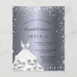 Sweet 16 Silberkleid Glitzer Einladung