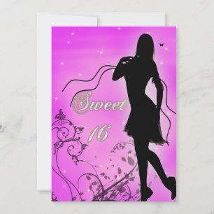 Sweet 16 Silhouette Geburtstag Einladung