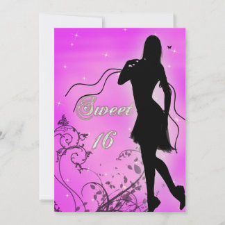 Sweet 16 Silhouette Geburtstag Einladung