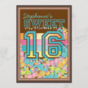 Sweet 16 Sixteen Candy Collection in Aquamarin & B Einladung