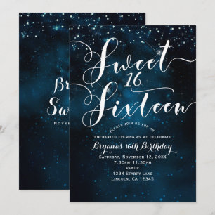 SWEET 16 Sixteen Celestial Sterne Blaue Himmel Par Einladung