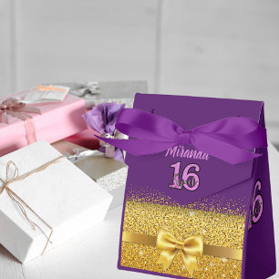 Sweet 16 sixteen purple gold name Thank You Geschenkschachtel