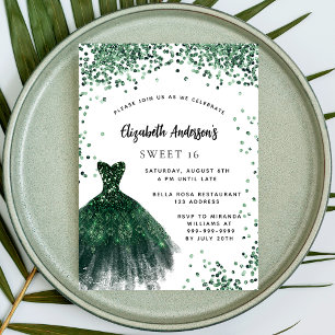 Sweet 16 Smaragdgrün Kleid Glitzer glamourös Einladung
