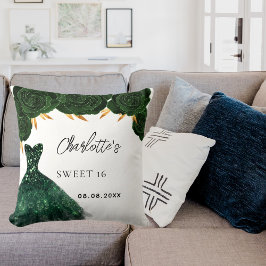 Sweet 16 smaragdgrüne Kleidung Blume weiß Kissen