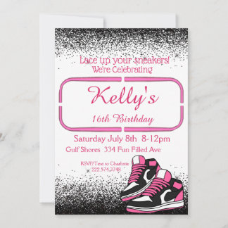 Sweet 16 Sneaker Geburtstag, Glitzer Einladung