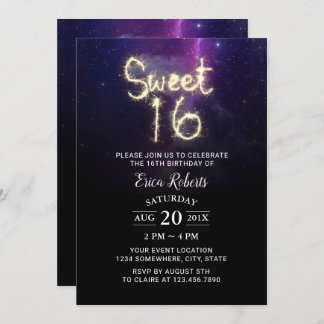 Sweet 16 Sparkler Sommer Stars Geburtstagsparty Einladung