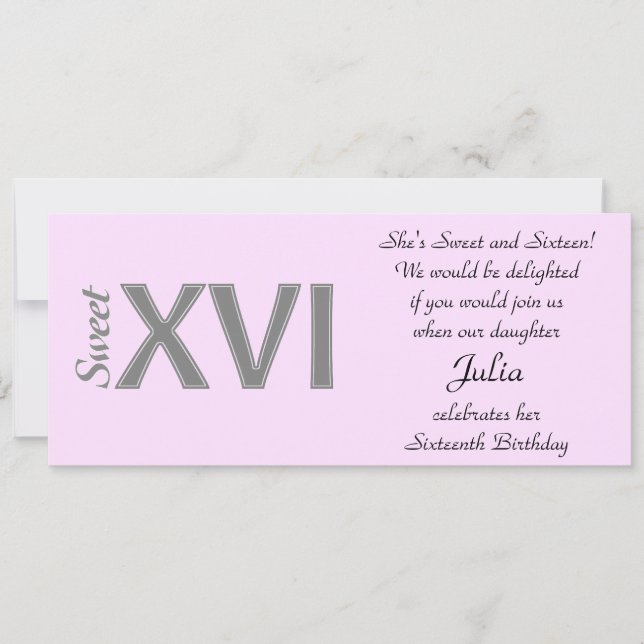 Sweet 16 Special Birthday XVI Party Einladung (Vorderseite)