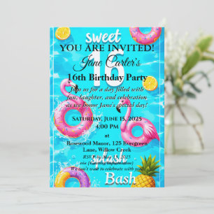 Sweet 16 Splash Bash: Poolseitige Party Einladung