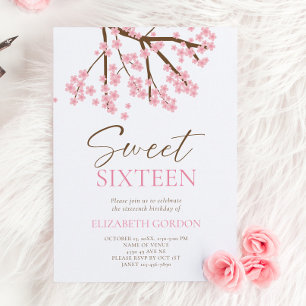 Sweet 16 Spring Cherry Blüten Blumenbeete Geburtst Einladung