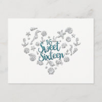 SWEET 16 Strandparty-Einladung Save the Date