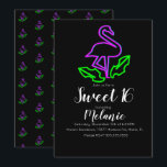 Sweet 16 Summer Neon Tropical Flamingo Glow Party Einladung<br><div class="desc">Sweet 16 Einladungen mit Glow Confetti entworfen von Dream Big Digital Design</div>