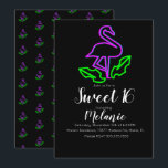 Sweet 16 Summer Neon Tropical Flamingo Glow Party Einladung<br><div class="desc">Sweet 16 Einladungen mit Glow Confetti entworfen von Dream Big Digital Design</div>