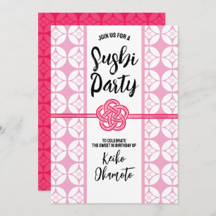 Sweet 16 Sushi Party 花 菱 七 宝 Hanabishi Shippo 紋 Einladung
