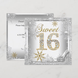 Sweet 16 Sweet Sixteen Silber Weiß Gold Elite Einladung