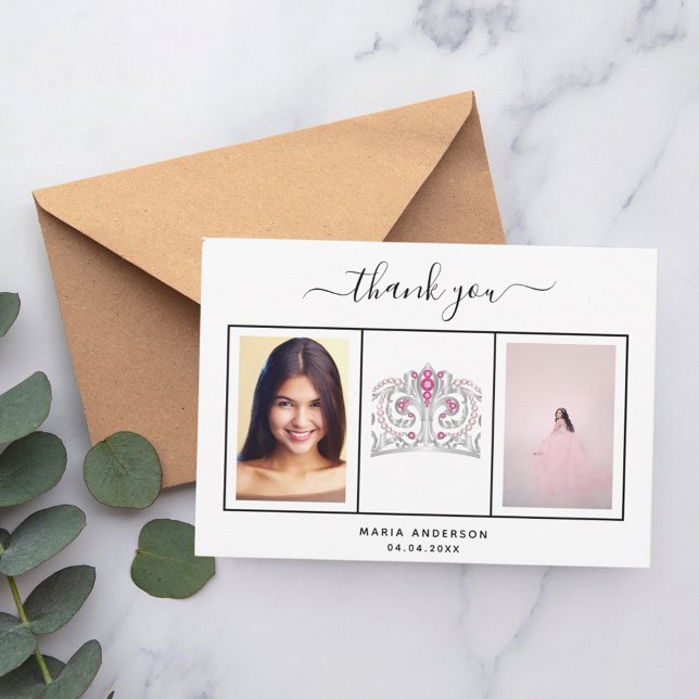 Sweet 16 thank you custom foto black white dankeskarte (Von Creator hochgeladen)