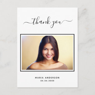 Sweet 16 thank you custom foto black white postkarte
