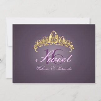Sweet 16/ tiara/amethyst Einladungen