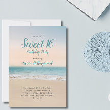 Sweet 16 Tropical Beach Themenparty Einladung