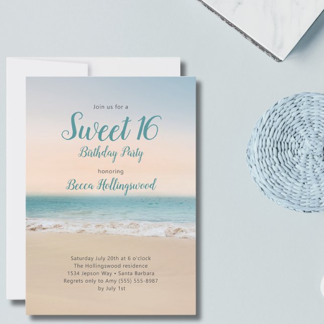 Sweet 16 Tropical Beach Themenparty Einladung (Von Creator hochgeladen)