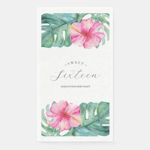 Sweet 16 Tropical Thema Geburtstag Wasserfarbe Serviette