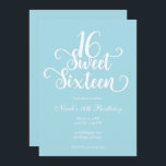 Sweet 16 Türkis & White Chic Geburtstagsparty  Einladung<br><div class="desc">Passen Sie Ihre Veranstaltung an.</div>
