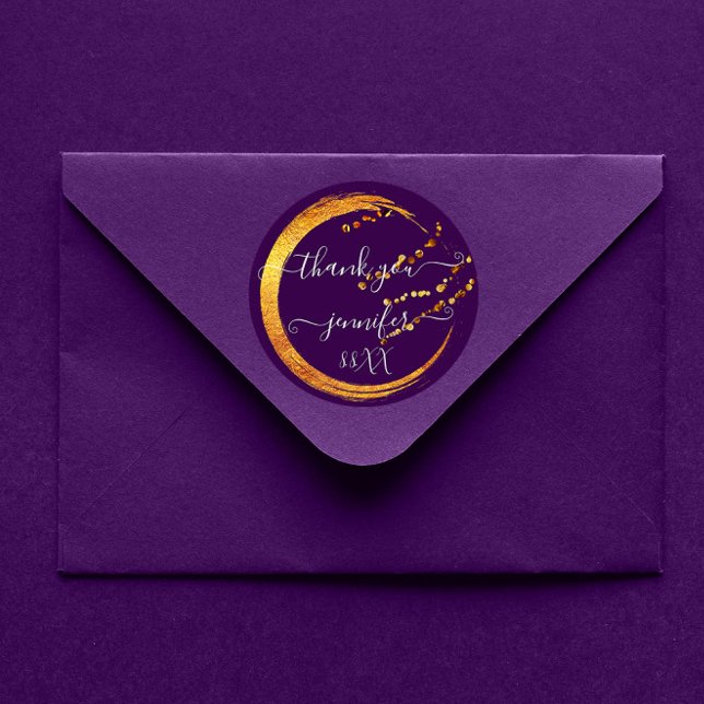 Sweet 16. Vielen Dank Date Bridal Lila Gold Honey Runder Aufkleber (Von Creator hochgeladen)