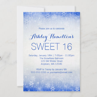 Sweet 16 Vintag Blue Winter Wonderland Einladung