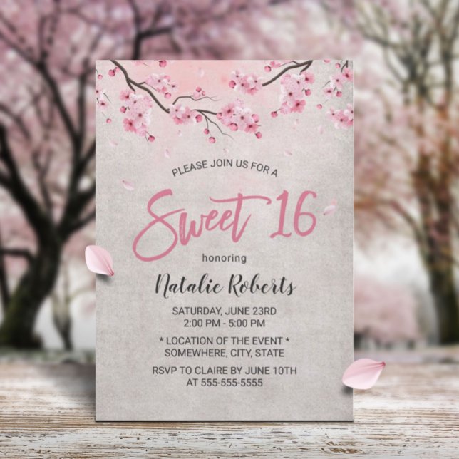Sweet 16 Vintag Pink Blütencreme Blossom Einladung (Von Creator hochgeladen)