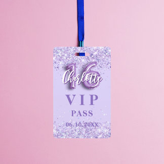 Sweet 16 violette Lavendel Vip Party Pass Ausweis