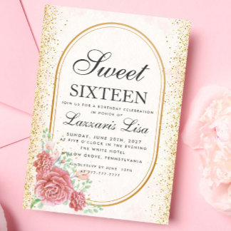 Sweet 16 Watercolor Floral Überraschung Geburtstag Einladung