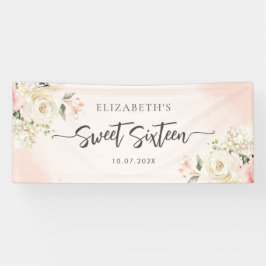 Sweet 16 Watercolor Pink Floral Geburtstagsparty Banner