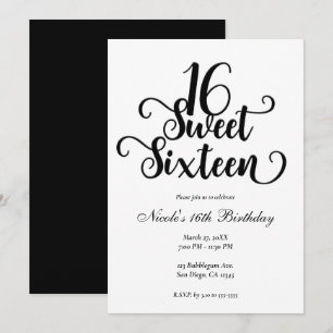 Sweet 16 White & Black Geburtstagsfeier   Einladung