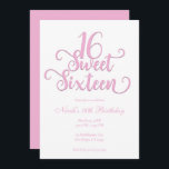 Sweet 16 White & Bubblegum Pink Art Geburtstag  Einladung<br><div class="desc">Passen Sie Ihre Veranstaltung an.</div>