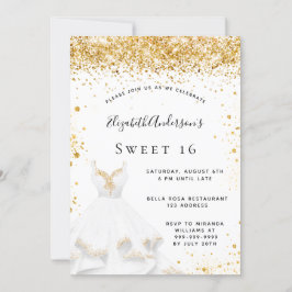 Sweet 16 white gold Kleid Glitzer Einladung