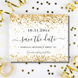 Sweet 16 white gold Save the Date card
