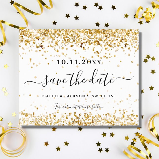 Sweet 16 white gold Save the Date card (Von Creator hochgeladen)