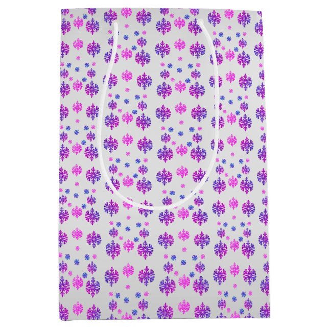 Sweet 16 Winter Snowflake Birthday Mittlere Geschenktüte (Vorderseite)