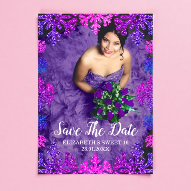 Sweet 16 Winter Snowflake Birthday Save The Date (Von Creator hochgeladen)