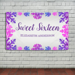 Sweet 16 Winter Snowflake Geburtstag Banner