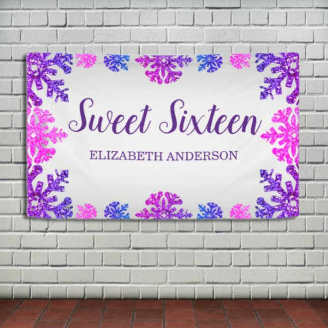 Sweet 16 Winter Snowflake Geburtstag Banner (Von Creator hochgeladen)