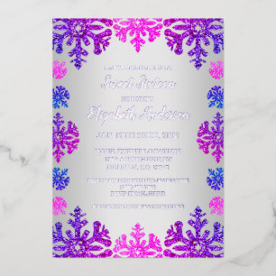 Sweet 16 Winter Snowflake Geburtstag Folieneinladung