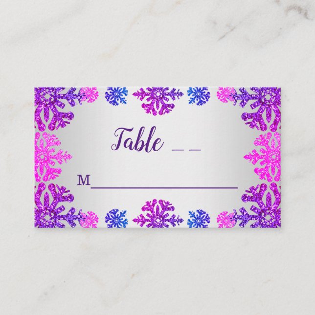 Sweet 16 Winter Snowflake Geburtstag Platzkarte (Vorderseite)