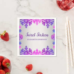 Sweet 16 Winter Snowflake Geburtstag Serviette